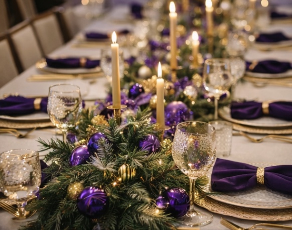 Purple & Gold Holiday Table