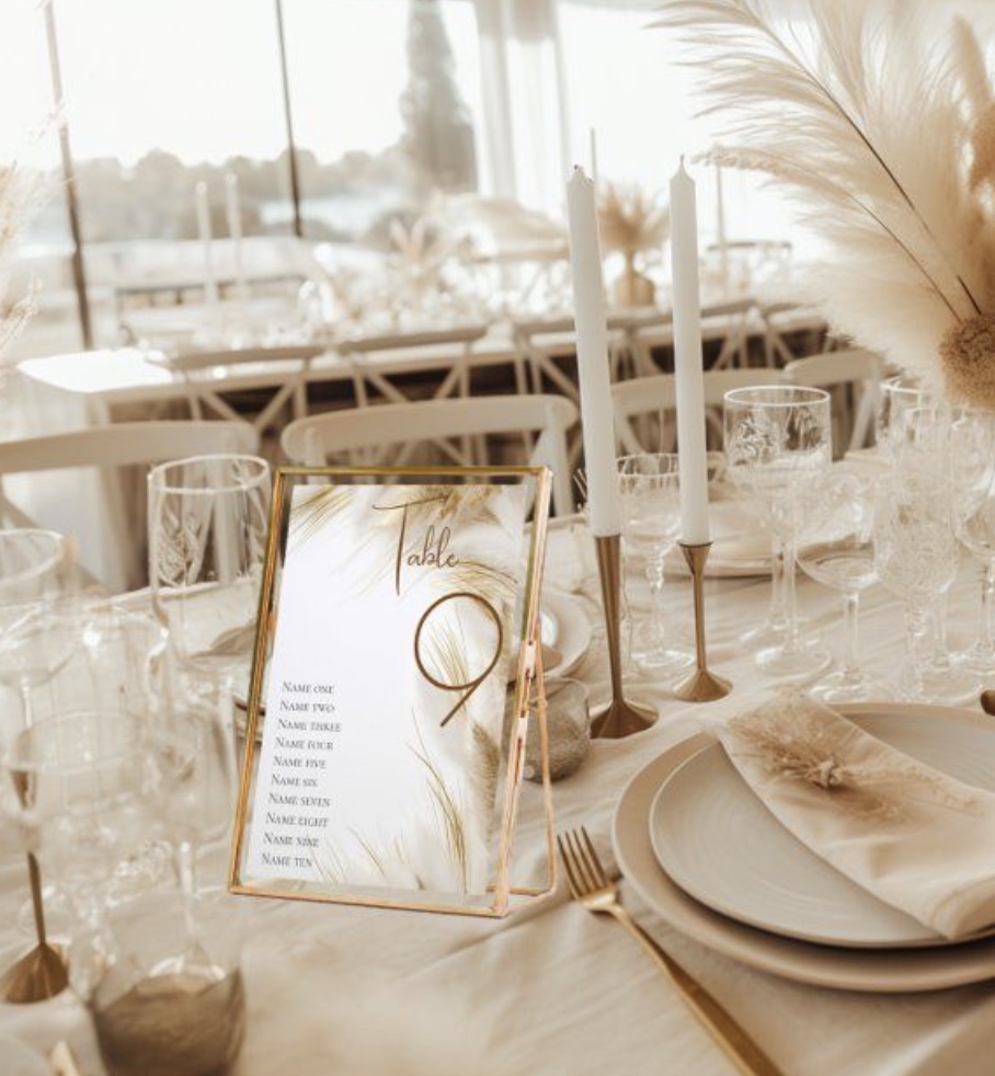 Pampas Table Number Styling